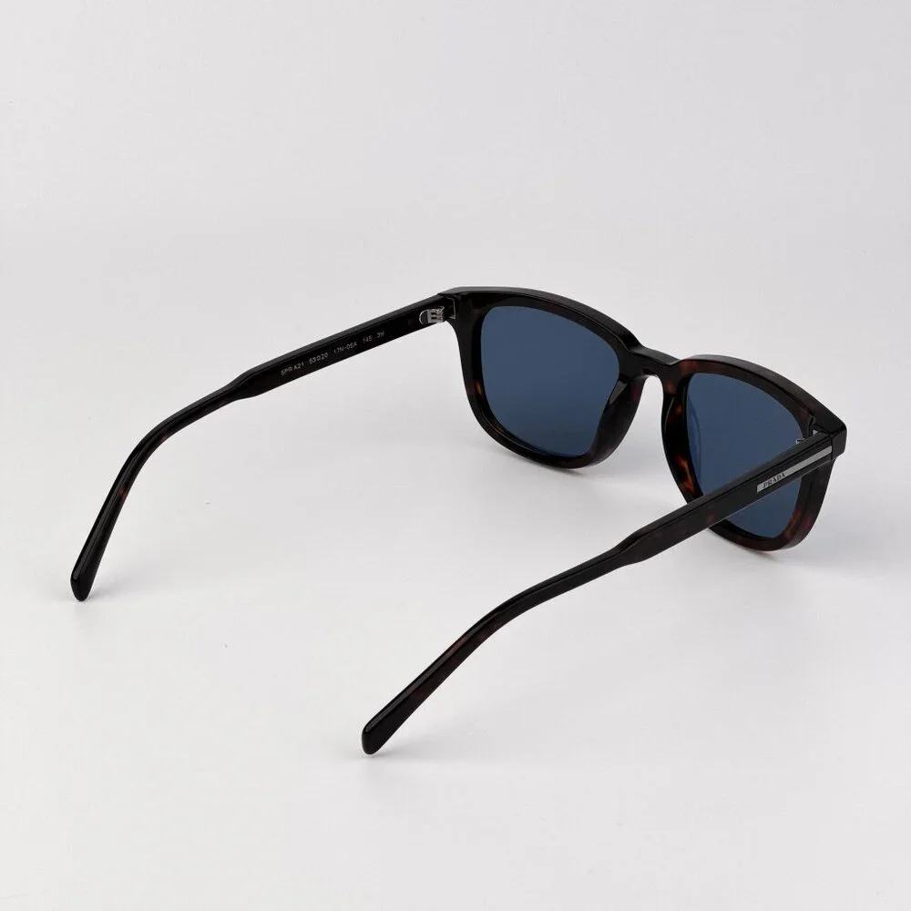Prada PRA21S Square Sunglasses – Radica Tortoise Frame Blue Lenses 17N06A